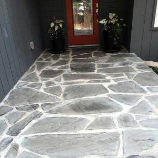Grey stone walkway to front door