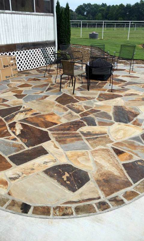 Stone flooring on outdoor entertaining area
